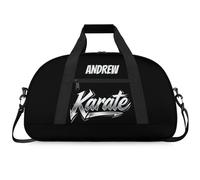 Martial Arts Training Duffle Bag | Personalised Taekwondo Karate Boxing Gym Bag for Men & Kids | Custom Name Water-Resistant Sports Holdall for Gear & Gloves, Karate Silver Print