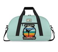 Martial Arts Training Duffle Bag | Personalised Taekwondo Karate Boxing Gym Bag for Men & Kids | Custom Name Water-Resistant Sports Holdall for Gear & Gloves, Taekwondo Cyan