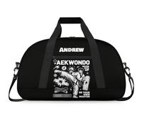 Martial Arts Training Duffle Bag | Personalised Taekwondo Karate Boxing Gym Bag for Men & Kids | Custom Name Water-Resistant Sports Holdall for Gear & Gloves, Taekwondo Black