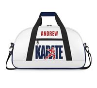 Martial Arts Training Duffle Bag | Personalised Taekwondo Karate Boxing Gym Bag for Men & Kids | Custom Name Water-Resistant Sports Holdall for Gear & Gloves, Karate Navy Red