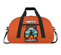 Martial Arts Training Duffle Bag | Personalised Taekwondo Karate Boxing Gym Bag for Men & Kids | Custom Name Water-Resistant Sports Holdall for Gear & Gloves, Karate Orange