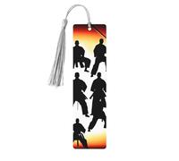 Martial Silhouettes Wooden Bookmarks with Tassels (5 Pack)