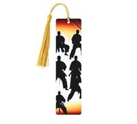 Martial Silhouettes Wooden Bookmarks with Tassels (5 Pack)