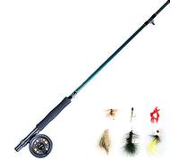 Martin Complete Fishing Kit, 8-Foot 5/6-Weight 3-Piece Fly Fishing Pole, Size 5/6 Rim-Control Reel, Pre-spooled with Backing, Line and Leader, Includes Custom Fly Tackle Assortment, Brown/Green