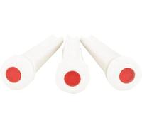 Martin Guitar Luxe by Martin Bridge Pins, Acoustic Guitar Bridge-Pin Set, Bone White with Red Inlay