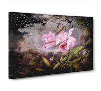 Martin Johnson Heade Orchid Study Canvas Print | Gallery Wrapped 30mm Frame Wall Art | 30x20 inches | Ready to Hang | Modern Floral Picture | Living Room Bedroom Lounge Office