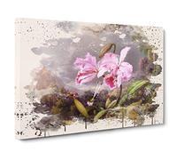 Martin Johnson Heade Orchid Study Modern FC Canvas Print | Gallery Wrapped 30mm Frame Wall Art | 20x14 inches | Ready to Hang | Modern Floral Picture | Living Room Bedroom Lounge Office