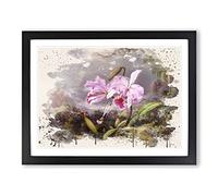Martin Johnson Heade Orchid Study Modern FC Framed Wall Art Print, Ready to Hang Picture for Living Room Bedroom Home Office Décor, Black A3 (46 x 34 cm)