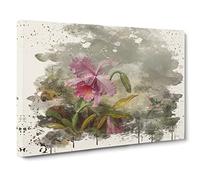 Martin Johnson Heade Pink Flower Modern FC Canvas Print | Gallery Wrapped 30mm Frame Wall Art | 30x20 inches | Ready to Hang | Modern Floral Picture | Living Room Bedroom Lounge Office