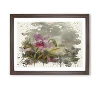 Martin Johnson Heade Pink Flower Modern FC Framed Wall Art Print, Ready to Hang Picture for Living Room Bedroom Home Office Décor, Walnut A2 (64 x 46 cm)