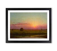 Martin Johnson Heade Sunset over the Marsh Classic Painting Framed Wall Art Print, Ready to Hang Picture for Living Room Bedroom Home Office Décor, Black A3 (46 x 34 cm)