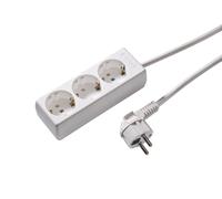 Martin Kaiser 3-Way Socket With 3m Earthing Cable Arctic White (European Socket) - 1030ZL3-15W/kws [10 Pieces]