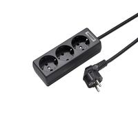 Martin Kaiser 3-Way Socket With Earthing Contact And 1.5m Cable Black (European Socket) - 1030ZL/15W/sw [10 Pieces]