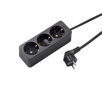 Martin Kaiser 3-Way Socket With Earthing Contact And 5m Cable Black (European Socket) - 538ZL5-15W/sw [10 Pieces]
