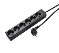 Martin Kaiser 6-Way 45 Degree Socket With Earthing Contact And 3m Cable Black (European Socket) - 1086ZL3-15W/sw [8 Pieces]