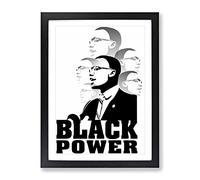 Martin Luther King Black Power Modern Framed Print | A2 Black Framed Wall Art | Ready to Hang | Modern Nature Picture | Living Room Bedroom Lounge Office