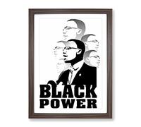 Martin Luther King Black Power Modern Framed Print | A3 Walnut Framed Wall Art | Ready to Hang | Modern Nature Picture | Living Room Bedroom Lounge Office