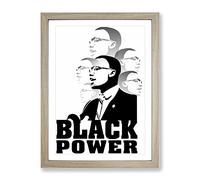 Martin Luther King Black Power Modern Framed Print | A4 Oak Framed Wall Art | Ready to Hang | Modern Nature Picture | Living Room Bedroom Lounge Office