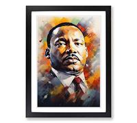 Martin Luther King Jr. Action Painting Framed Print | A2 Black Framed Wall Art | Ready to Hang | Modern Historical Picture | Living Room Bedroom Lounge Office