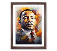 Martin Luther King Jr. Action Painting Framed Print | A2 Walnut Framed Wall Art | Ready to Hang | Modern Historical Picture | Living Room Bedroom Lounge Office