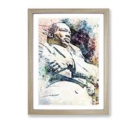 Martin Luther King Jr In Abstract Modern Art Framed Print | A3 Oak Framed Wall Art | Ready to Hang | Abstract Fantasy Picture | Living Room Bedroom Lounge Office