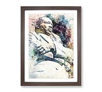 Martin Luther King Jr In Abstract Modern Art Framed Print | A3 Walnut Framed Wall Art | Ready to Hang | Abstract Fantasy Picture | Living Room Bedroom Lounge Office