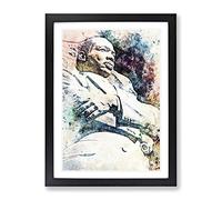Martin Luther King Jr In Abstract Modern Art Framed Print | A4 Black Framed Wall Art | Ready to Hang | Abstract Fantasy Picture | Living Room Bedroom Lounge Office