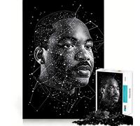 Martin Luther King Jr. Portrait 1000 Pieces Puzzles for Adults Recall Enhancer Tight Cut Pattern Assemble Night Game (38x52cm)