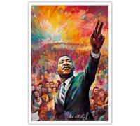 Martin Luther King Poster I have a dream speech scene Color Abstraction photos African American Hero Wall Art History Posters for MLK Poster Wall Decor Black History Month 16X24 inch unframed