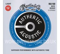 Martin MA190 Acoustic Guitar Strings Bronze Light Gauge 12 STRING SET 12 - 54