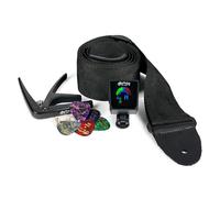 Martin Player Pack - Guitar Accessories Bundle | Capo, Clip-On Tuner, Pickholder Strap, and Multi-Color Pick Set | Essential Starter Kit for Guitar Players