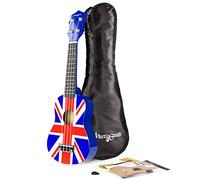 Martin Smith 21 Inch Soprano Ukulele Starter Set, Acoustic 4-String Beginner Uke with Gig Bag & Chord Book, Right Handed, Union Jack
