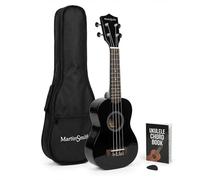 Martin Smith 21 Inch Soprano Ukulele Starter Set, Black Acoustic 4 String Beginner Uke for Kids & Adults with Gig Bag & Chord Book