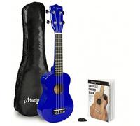 Martin Smith 21 Inch Soprano Ukulele Starter Set, Blue Acoustic 4 String Beginner Uke for Kids & Adults with Gig Bag & Chord Book