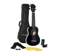 Martin Smith UK-312-BK Ukulele SuperKit, with Bag, Tuner, Strap, Picks and Spare Strings, Black