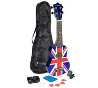 Martin Smith Ukulele Kit with Bag, Tuner, Strap, Picks & Spare Strings - Union Jack Chrome