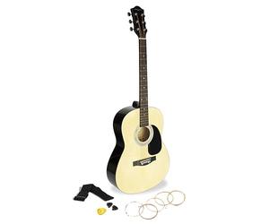 Martin Smith W-100-N-PK Acoustic Guitar Set with Guitar Strings, Guitar Picks and Guitar Strap - Natural