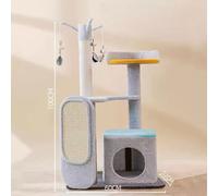 MARTINA Grey Feather with Scratcher Board Cat Tower 100cm