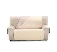Martina Home Quilted Sofa Cover Reversible Amber 2 Seater Beige Linen