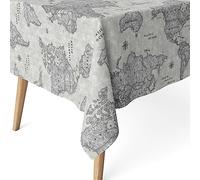 Martina Home Tablecloth RESIN World Map Grey 140 x 140 cm