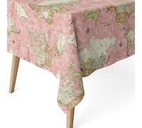 Martina Home Tablecloth Resin World Map Pink 180 x 140 cm