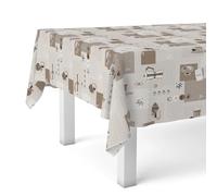 Martina Home Waterproof Oilcloth Tablecloth Mocha Brown 220 x 140 cm Stain-Resistant Rectangular