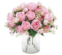 MARTINE MALL 2 Packs Peonies Artificial Flowers, Light Pink Artificial Peonies, Silk Peonies Flowers Fake Peonies Artificial Flowers Peonies Bouquet for Centerpiece Table Wedding Party Home Decor