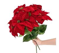 MARTINE MALL 21.3 in Poinsettia Flowers Artificial, 2 Packs Poinsettia Christmas Decoration, Long Stem Velvet Poinsettia Bouquet for Christmas Tree Porch Home Garden Indoor Outdoor Decoration