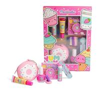 MARTINELIA - Makeup Set with Zippered Donut Case - Strawberry Gloss, Water Polish, Cherry Balm, Palette Blushers, Elastics & File - Gift Box Girl
