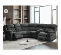 martinez fabric recliner corner sofa suite in iron