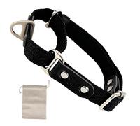 Martingale Dog Choke Collar, Antipull, Poly-Cotton and Leather. S. Black & Black