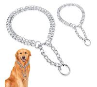 Martingale Dog Collar, Dog Anti Pull Chain Collar, Metal Pet Collar for Dogs Training Walking, Heavy Duty 2-Piece, Fits Neck Sizes 18.9-21.7in