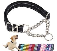 Martingale Dog Collar with Soft Padded - Reflective Choke Chain Collar, Heavy Duty Dual D-Rings no Pull Dog colla for Large/Medium/XL,XXL Dogs - Comfort Training Collar(Black XL)
