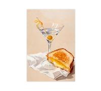 Martini And Grilled Cheese Canvas Poster Bedroom Decor Landscape Office Room Decor Gift 16x24inch(40x60cm)